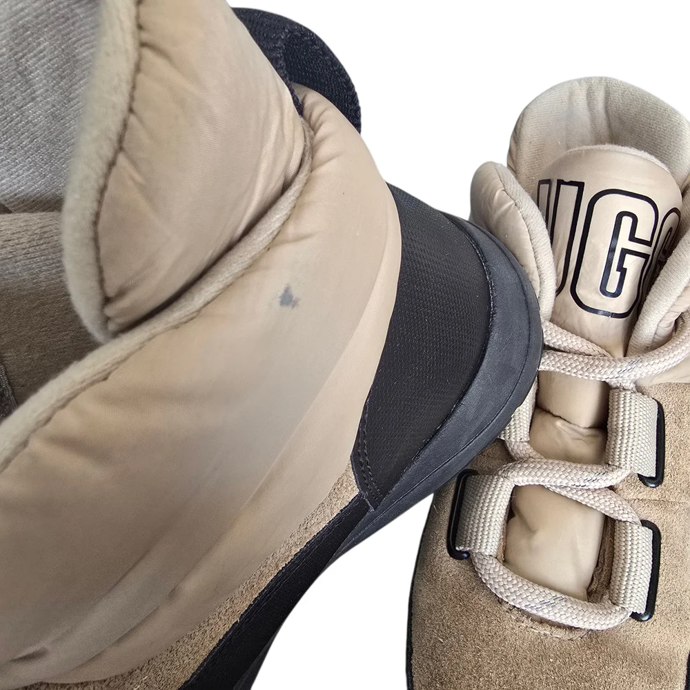 UGG Yose Lace Boots Beige Black Junior Suede-Trim Size 3